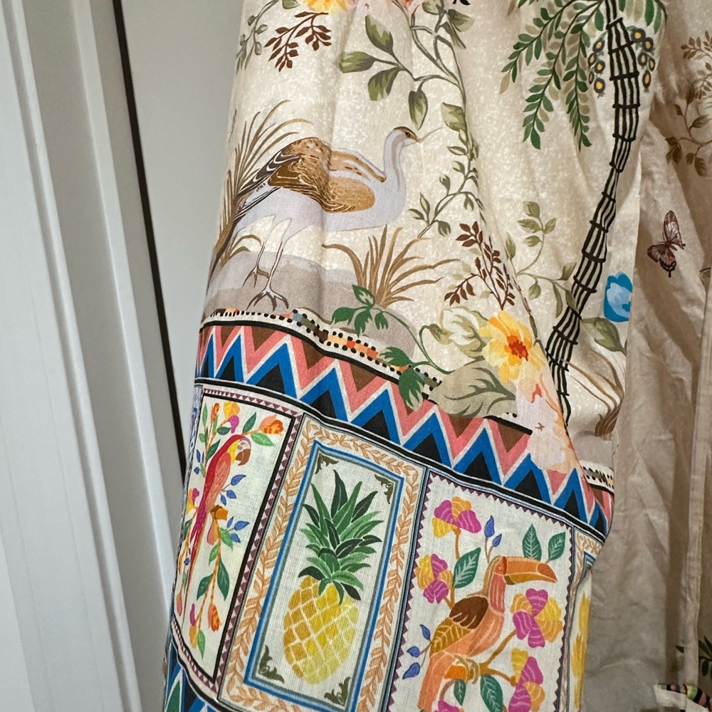 Agha Noor Floral Long Sleeve Dress with Colorful Accents Size M - Picture 3 of 5